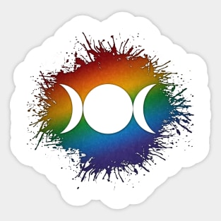 Paint Splatter LGBTQ Pride Rainbow Triple Goddess Moon Symbol Sticker